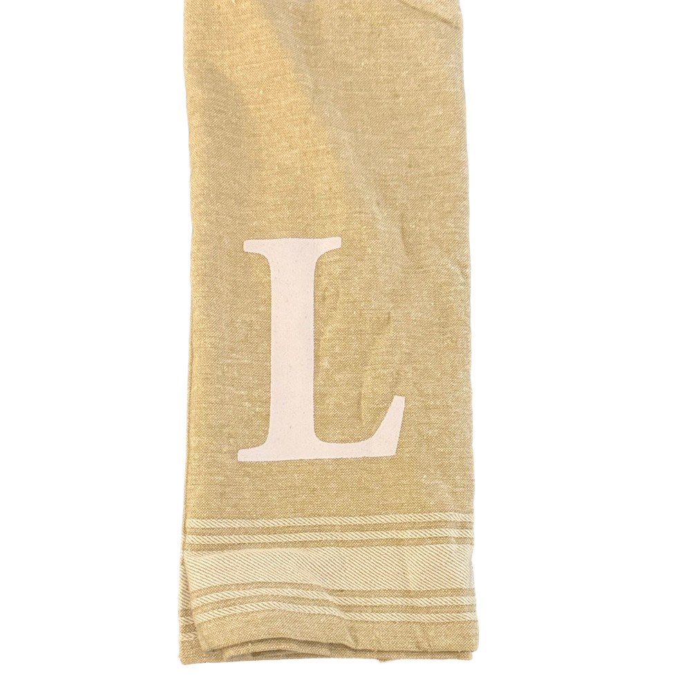 Beige Monogrammed Tea Towel with 'L'